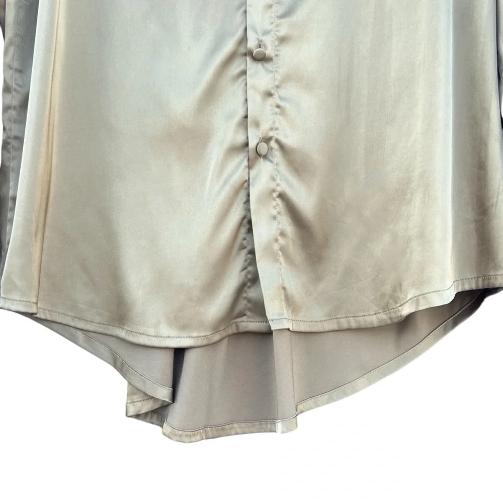 Kat The Label | Satin Pajama Shirt Olive | M - Picture 7 of 13